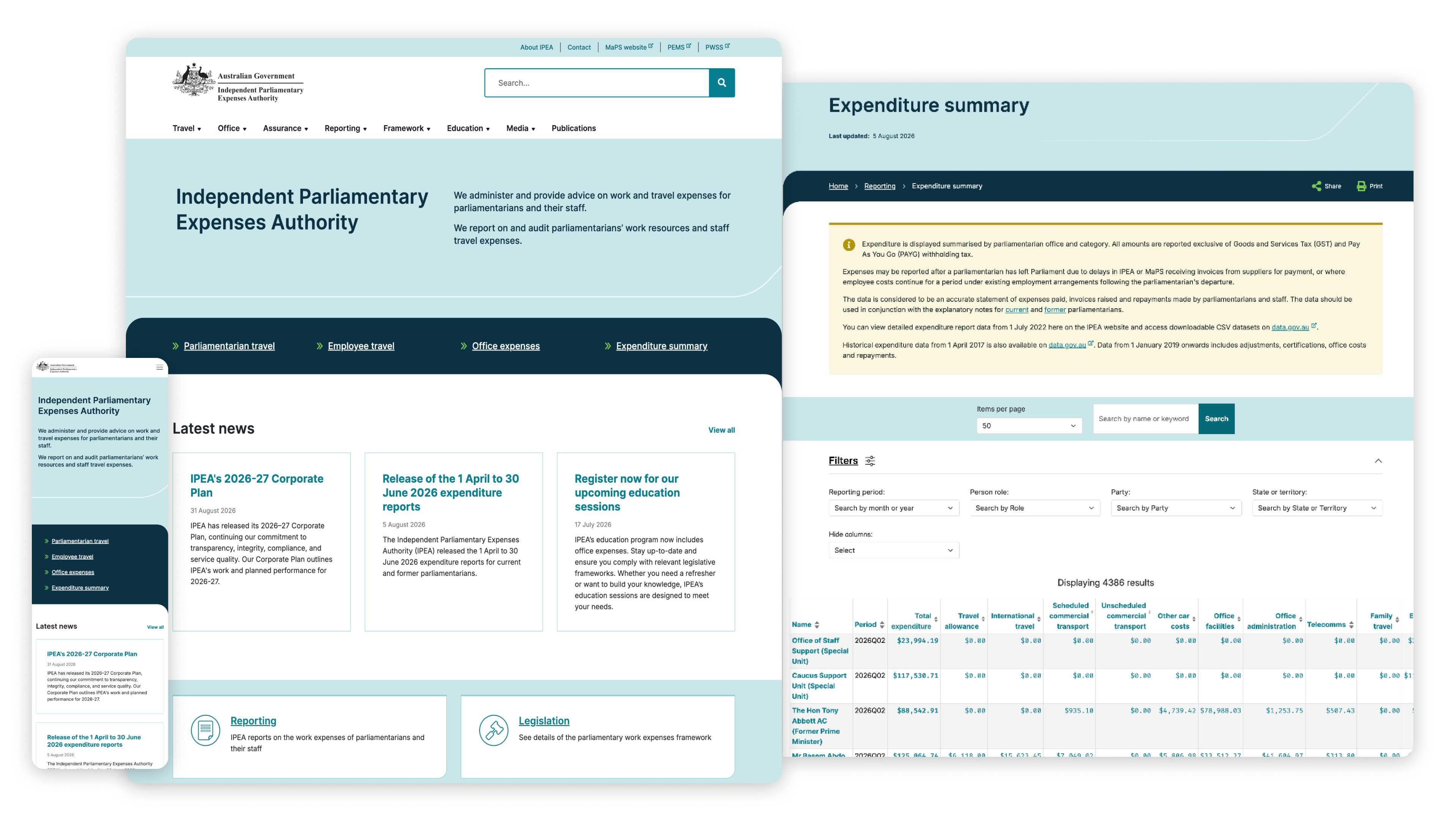 IPEA website screenshots