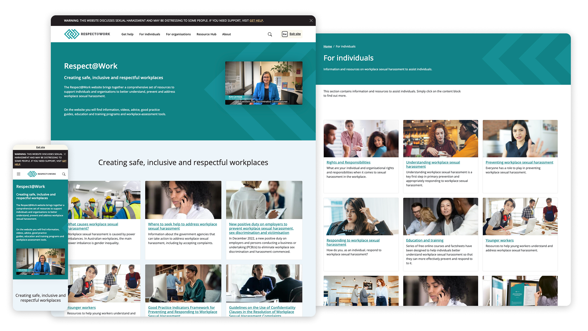 Respect@Work websites screenshots