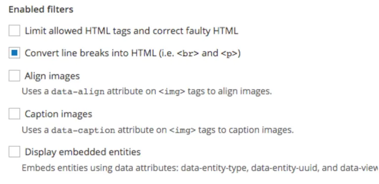 Enabled filters