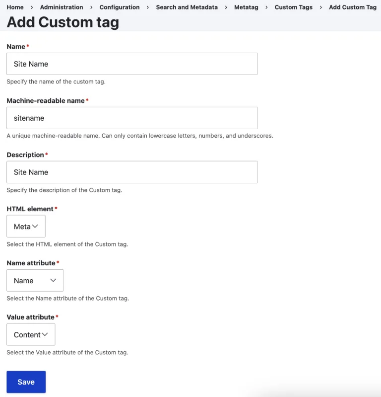 Defining custom tags
