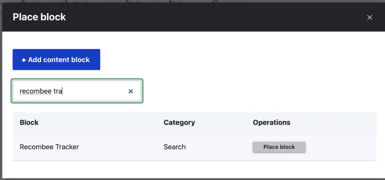 Recombee tracker in Block layout
