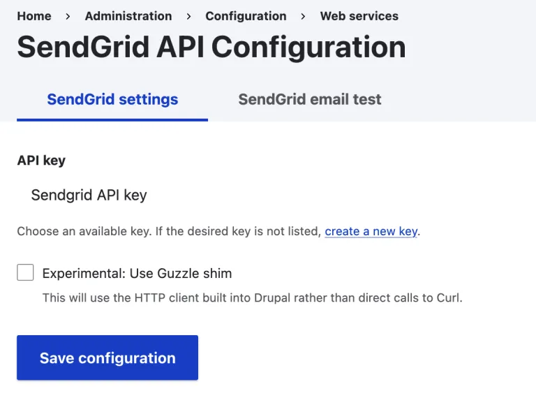 SendGrid API Configuration