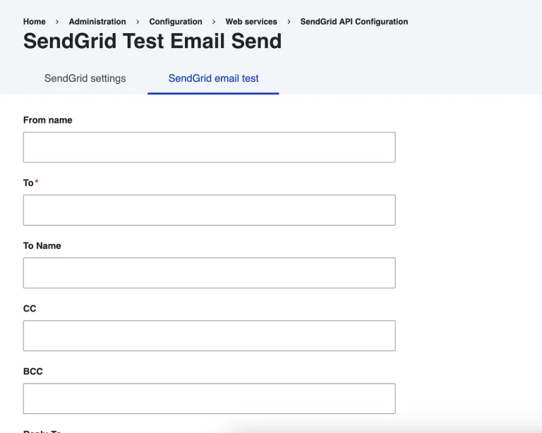 SendGrid Test Email Send form