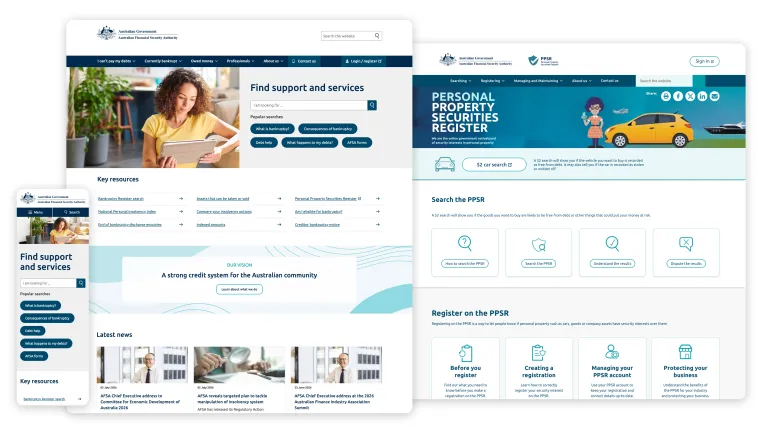 AFSA and PPSR screenshots