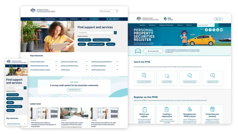 AFSA and PPSR screenshots