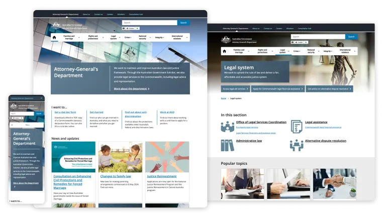 AGD website screenshots