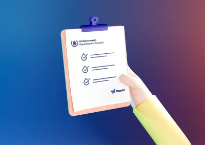 Cartoon hand holding a clip board with a checklist on it