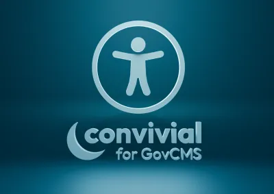 Accessibility icon with Convivial for GovCMS logo