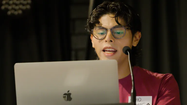 David Flores-Condezo presenting at Drupal South Community Day 2025