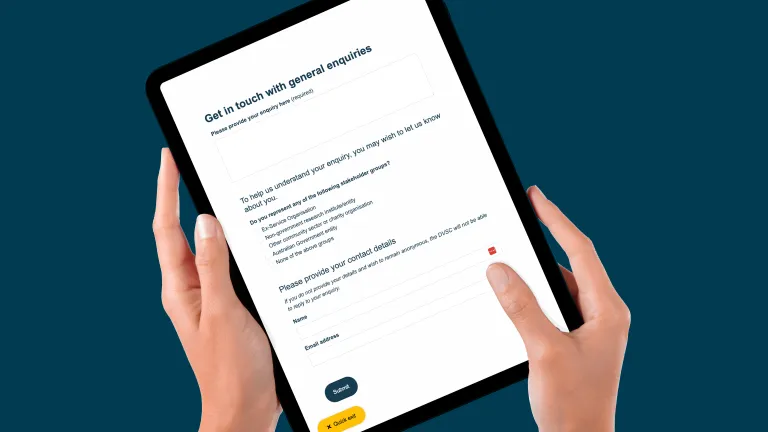 DVCS webform on a hand held device