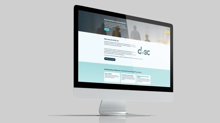 DVSC homepage design on an iMac