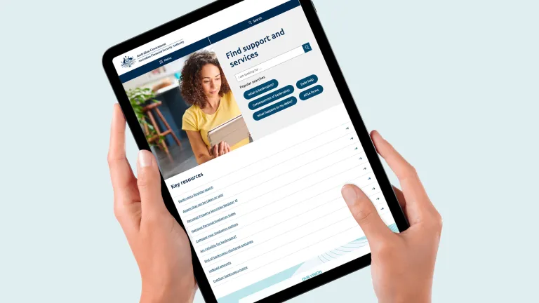 AFSA homepage on an iPad