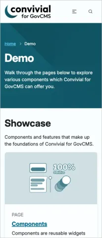 Convivial for GovCMS demo page on mobile
