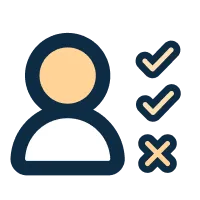 User with 2 checkmarks and one cross icon